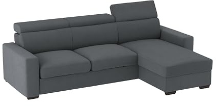 ALFASOFA Divano Tirana con Chaise Longue, Colore Cenere 15/23 | 235X159 cm (LxP)
