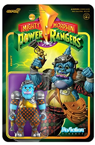 SUPER7 Mighty Morphin Power Rangers Squatt - 3.75 Power Rangers Action Figure with Accessory Classic TV Show Collectibles and Retro Toys