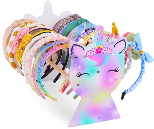 MHJY Porta Cerchietti Bambina Unicorno Headband Holder per Capelli Accessori Cameretta Legno Espositore Organizer Porta Passate per Capelli Donna
