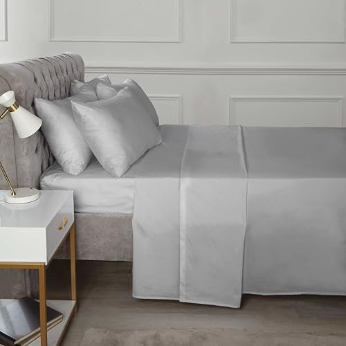 Rapport Home 16 Deep Flat Sheet 180TC Percale Sheet (Grey, King)