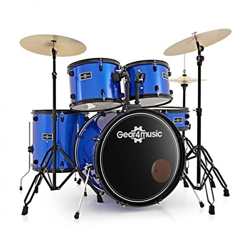 Gear4music Acoustic Drum Kit 5 Piece Set Full Size for Beginners