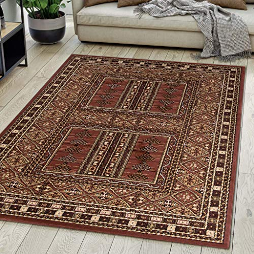Mazovia Orientalisch Vintage Teppich - Kurzflor - Weich Traditioneller Teppich für Wohnzimmer, Schlafzimmer, Esszimmer - ÖKO-TEX Wohnzimmerteppich - Teppiche - Braun 200 x 300 cm