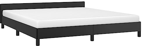 vidaXL Cadre de Lit avec Tête de Lit Sommier à Lattes Lit Rembourré Cadre à Lattes Lit Double Adulte Chambre Intérieur Noir 180x200 cm Similicuir
