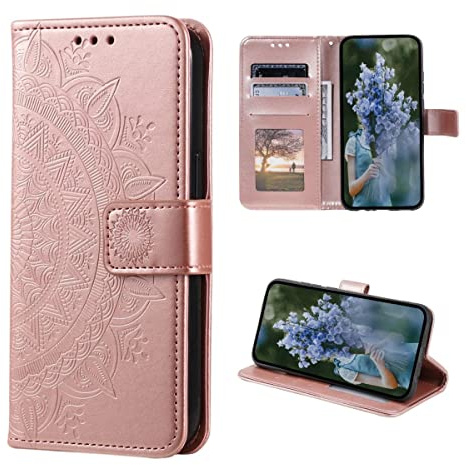 CoverKingz Handyhülle kompatibel mit Samsung Galaxy S23+ - Handytasche mit Kartenfach Klapphülle Case - Handy Hülle klappbar Motiv Mandala Rosegold