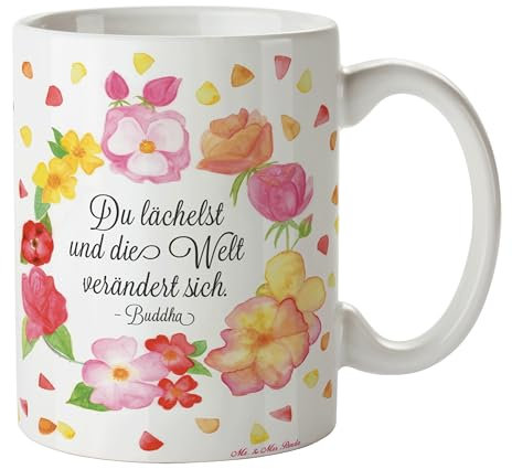 Mr. & Mrs. Panda Tasse Design Frame Buddha - Geschenk, Blumen Liebe Flower, Schöne Teetassen, Kaffeetassen, Kaffeetasse, Teetasse, Porzellantasse
