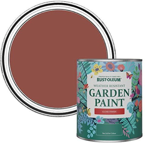Rust-Oleum Rouge Peinture Résistante à l'humidité pour Jardins, Finition Brillante - Rouge Brique 750ml