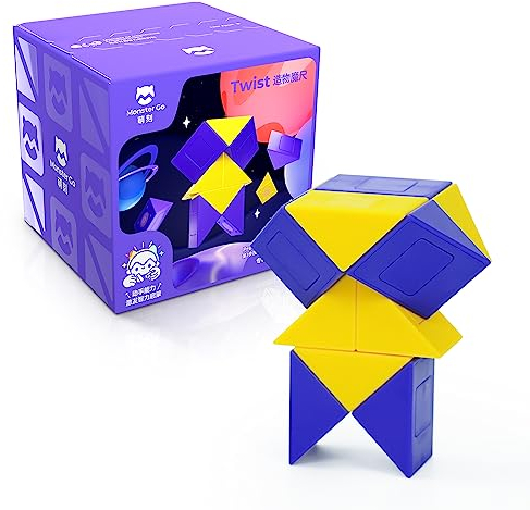 Monster Go Magic Snake Cube mit 24 Blöcke, Mini Magische Schlange Würfel Twist Puzzle, 3D Fidget Knobelspiele für Kinder und Erwachsene (Purple-Yellow)
