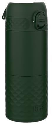 ION8 Insulated Travel Mug, Leak Proof, Triple Lock Secure, Spill-Free in Transit, Hygienic Cover, Easy-to-Clean, Perfect On-The-Go, Soft Base, Stainless Steel, Dark Green
