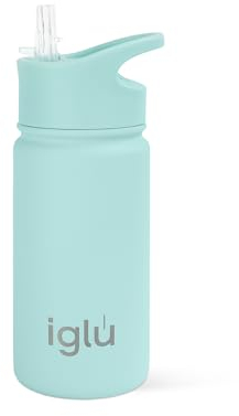 iglu Reusable Water Bottles | Premium Double Walled Stainless Steel | Vacuum Insulated | 24 Hours Cold & 12 Hours Hot | Sweatproof & BPA Fre | Great Eco-Friendly Gifte (Ocean Teal, 450ml)