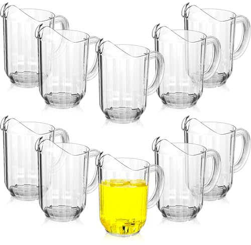Tessco 10 jarras de plástico transparentes de 60 onzas, jarra grande de agua, jarra de agua, para servir leche, té, jugo, bebida para fiestas, contenedor, dispensador de cerveza