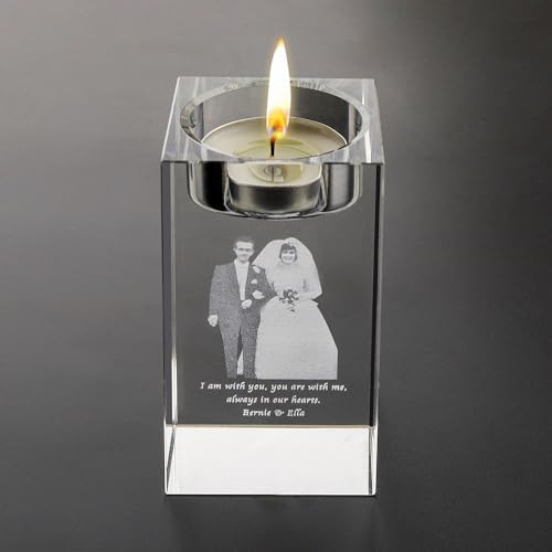 Personalisierte 3D-Foto-Kristall-Kerzenhalter Individuell Gravierte 3D-Bild Kristall-Kerzenständer für Heimdekoration Weihnachten Gedenkstätte Benutzerdefiniert mit Foto und Text