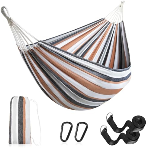 Hängematte Outdoor Camping Poly-Baumwolle Hängematten 230 x 150CM Gesamtlänge 310CM Tragbar Reise Hängematte Atmungsaktiv Hammock für Hängematten-Ständer, Garten, Camping, Strand, Balkon