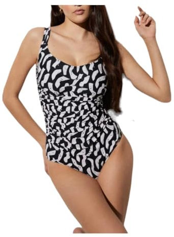 YSABEL MORA Costume intero modellante coppa D con ferretto arricciato sul davanti art. 82569-7D, Fantasia