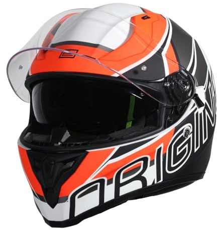 ORIGINE Integralhelm für Straßenmotorräder mit Doppelvisier, ECE2206-zugelassen (MATT Fluo ORINGE-White,S)