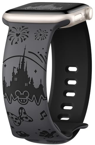 Joehwerr Correa grabada de dibujos animados compatible con correas de Apple Watch de 40 mm, 41 mm, 38 mm, 42 mm, 44 mm, 45 mm, 46 mm, 49 mm, para mujer, bonita correa deportiva de silicona suave para