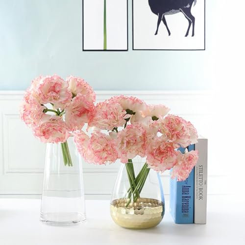 Liuyoyo - Claveles Artificiales de 11.0 In, Flores Hidratantes Quemadas, Claveles, Ramo de Hortensias para Arreglos Funerarios, Ramos de Boda, Coronas de Cementerio(#1)