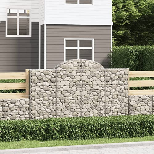CIADAZ Gabionen mit Hochbogen 10Stk Gabionenkörbe, Gabionen Hochbeet, Steinkorb, Gabionengitter, Drahtkorb Für Pflanzen, Kräuterspirale Für Garten, 200x50x120/140cm Verzinktes Eisen