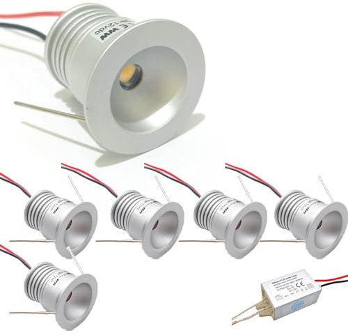 6 Stück 1 W IP65 Mini Spot - 12 V LED-Einbauleuchte, LED 25 Mm Spot-Glühbirnen-Beleuchtungsset, Deckenbeleuchtung Für Den Außenbereich, Mit 12 W Transformator, Deckenstrahler Für Schlafzimmer ( Color