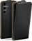 moex Flip Case für Samsung Galaxy S24 Hülle klappbar mit 360 Grad Schutz, Handyhülle mit Displayschutz, PU Leder Handytasche Lederhülle, Flip Case Cover Klapphülle, Schwarz