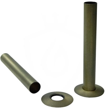 Old English Brass Pipe Shrouds & Collars Pair for Radiators & Towel Rails 130mm