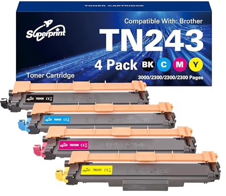 Superprint TN243 Toner Kompatibel für Brother TN-243CMYK TN-247 für MFC-L3710CW L3730CDN L3750CDW L3770CDW HL-L3210CW L3230CDW L3270CDW DCP-L3510CDW L3550CDW L3517CDW (4er-Pack)