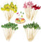 Lot de 100 Bois Bâtonnets Cocktail, Brochettes Cocktail, Fruits Bâtons DéCor en Forme, Accessoires de Décoration pour Fruits Canapés Boissons Mariage Sandwichs Fêtes Bar et Clubs (12cm, Multicolore)