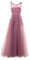 OULIWANGLUO Damen Einfarbige Tüll Lange Abendkleid Slim Elegant Hochzeit Cocktailkleid Hochzeitsgäste Partykleid Maxi Kleider (Rosa Lila,M)