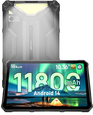 Ulefone Armor Pad 4 Ultra 5G Outdoor Tablet, 10.36 Zoll 2K FHD+ Android 14, 11800mAh Akku Tablet, 16GB+256GB/TF-2TB Rugged Tablet, 50MP+32MP Kamera, IP68 Wasserdicht, Dual-SIM 5G, 5G WiFi/NFC/GPS