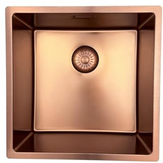Fregadero Pure.Sink Prestige 40x40 cm PVD Cobre, radio de 10 mm, instalación bajo encimera, a ras de encimera y sobre encimera PPG4040-62.