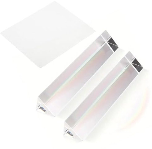 Dreiecksprisma,Kristall Prisma Dreieck,Prisma Fotografie,2 Stück Glas Prisma Spektrometer,Prisma Kristall Optisches Glas,mit Mikrofasertuch,für Sonnenlicht Spektrum,Fotografie und Regenbogen Effekt