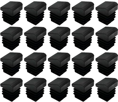cyclingcolors 20x Bouchon Tube Chaise carré Embout rentrant Noir incliné Pied Meuble Protection Plastique, 30x30mm