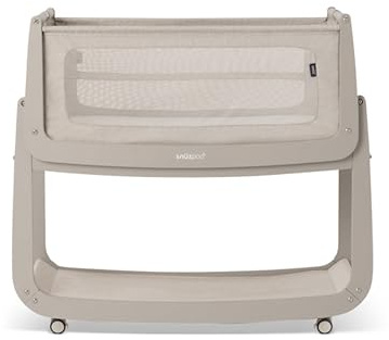 SnuzPod 5 Bedside Crib - Newborn Next to Me Crib with Zip Down Breathable Windows, Lift-Off Bassinet, Portable & Rocking Stand, 3-in-1 Baby Bed with Wheels & Mattress, Pebble