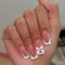 French False Nails Medium - 24Pcs Pink Press on Nails with Pink Bow - Stick on Nails with Glue - Square French Fake Nail - Glossy Full Cover Glue on Removable Nail DIY Nail Art