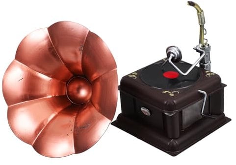 Abaodam Spieluhr Mit Kurbelmechanismus Retro-grammophon Design Vintage-Optik Handkurbel Klassisches Dekor Für Heim Und Büro