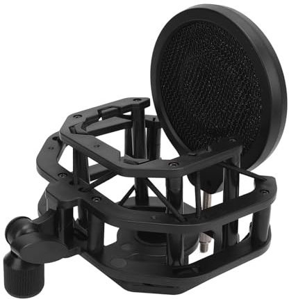 Qukaim Filtro antiurto per microfono, registratore professionale regolabile, clip per Neumann U87 Dia 24 mm, supporto per microfono antiurto