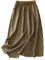 Kleoque Jupes d'été mi-longues en lin et coton pour femme - Taille élastique brodée - Décontractée - Longueur mi-longue - Légère - Style bohème - Solide - Pour la plage - Confortable, kaki, L