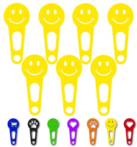 OnAir® Gettoni per Carrello Spesa con Portachiavi – Gettoni Subito Estraibili, Facili da Usare e da Reinserire (Happy Face, Giallo, 24 pezzi)