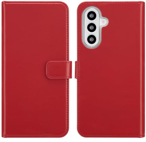 SELENCIA Klapphülle aus Echtleder - Geeignet für Samsung Galaxy A26 - Rot