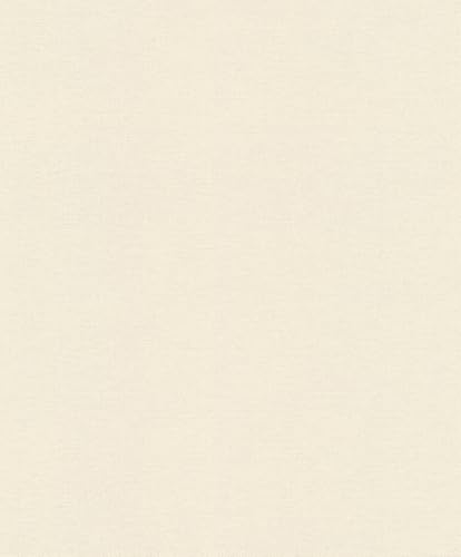 Rasch Tapete Textiloptik in Creme hellcreme 10,05 m x 0,53 m | Strukturierte Vliestapete Uni #FollowUsAround - Müheloses Tapezieren, Langlebige Farben & Feucht Abwischbar