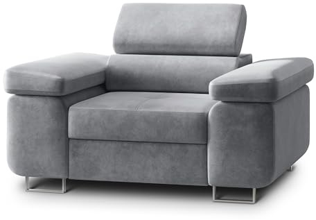 Masseno Ohrensessel Calvo M, Lounge Sessel, mit Armlehnen, Komfort Polsterstuhl für Esszimmer, Wohnzimmer, Bein aus Metall, Monolith 85