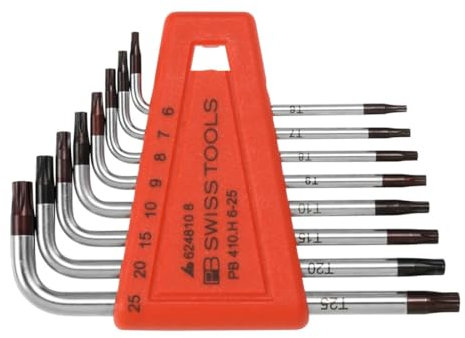PB SWISS TOOLS Set di chiavi maschio piegate per viti Torx esecuzione cromata, 8pz.
