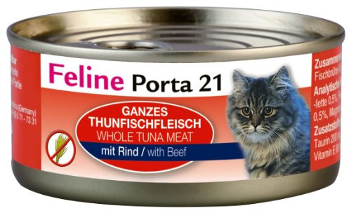 Feline Porta Katzenfutter Feline Porta 21 Thunfisch plus Rind 156 g, 6er Pack (6 x 156 g)