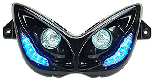 REPLAY - MASCHERA FARI ALOGENI REPLAY RR8 PER MBK 50 ---NITRO-YAMAHA 50 AEROX NERO CON LED BLU
