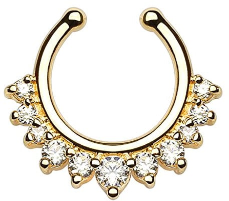 Autiga Nasenpiercing Nasenring Fake Piercing Septum Helix Kugeln Zirkonia Kristalle Strass