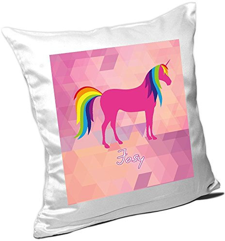 Kissen mit Namen Josy und süßem Einhorn-Motiv für Mädchen - Namenskissen personalisiert - Kuschelkissen - Schmusekissen
