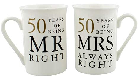 50 Years Mr & Mrs Mugs Amore Mug Set in A Gift Box