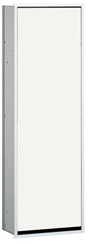 Emco ASIS 300 Badezimmerschrank Einbauschrank Unterputz aus Aluminium und Glas mit Stauraum Weiß Aluminium 96,4 cm Unterputz Türanschlag wechselbar