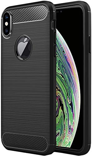 ebestStar - Hülle für iPhone XS Max, Silikon Handyhülle Cover, Carbon Fiber Texture Schutzhülle, Schwarz