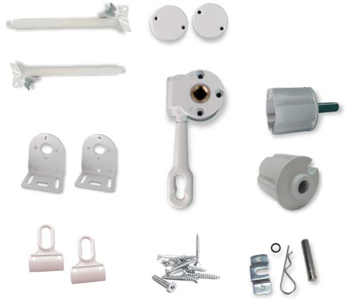 TENDAGGIMANIA Kit Accessori Tenda da Sole A Caduta - Kit Ricambi per Tende da Sole Esterne per Rullo di Diametro 60 MM + 2bracci in Alluminio da 50 cm, Colore Accessori: Bianco 9010
