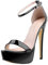 Only maker Damen Plateau Sandaletten Glitzer Metallic Sandalen Pumps Riemchensandalen High Heels Stiletto Schwarz Lack 42 EU